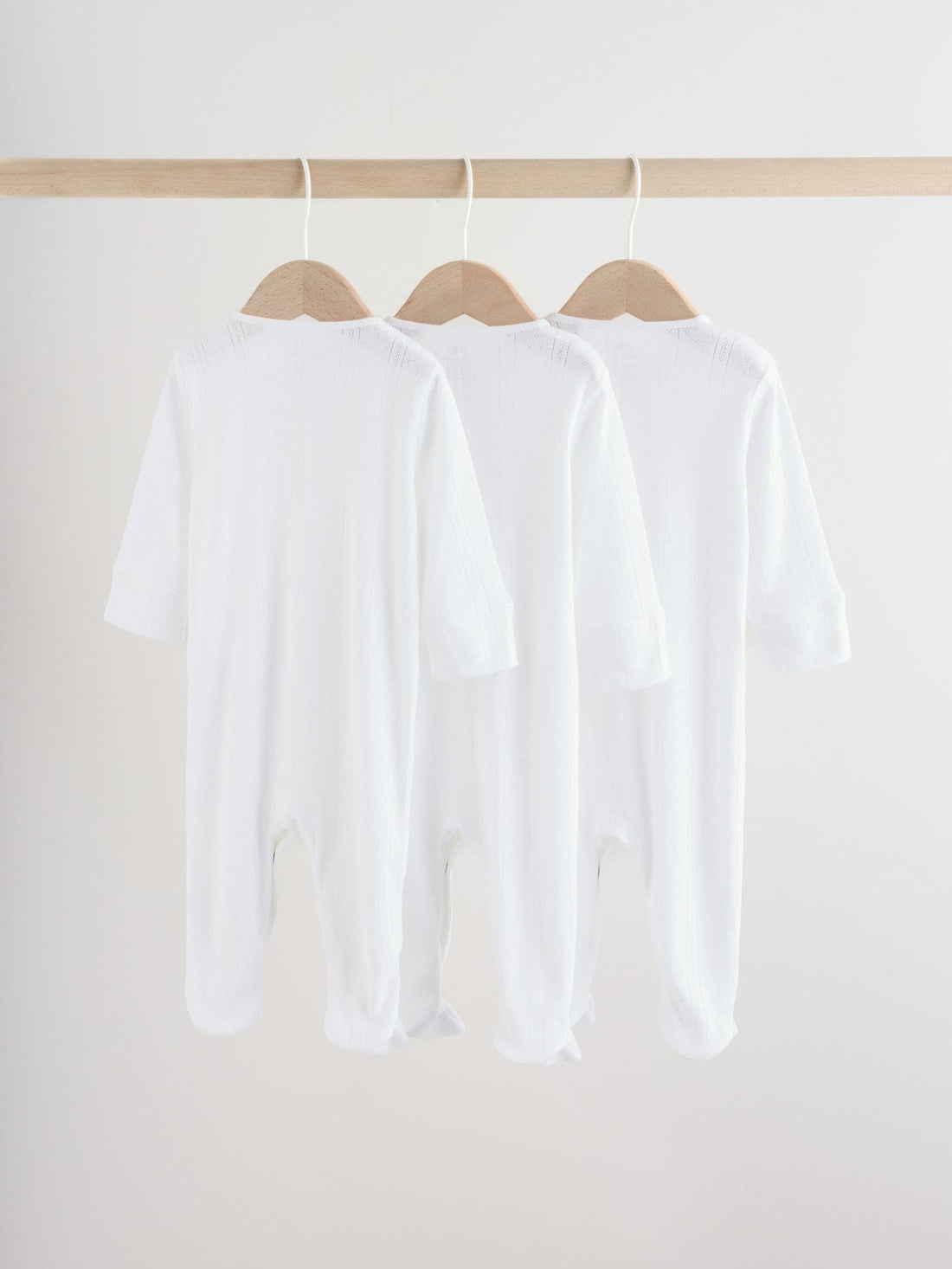 White Pointelle Baby Sleepsuits 3 Pack (0-18mths)