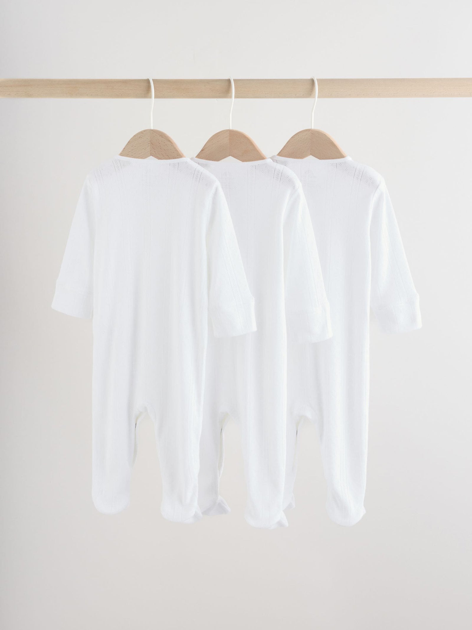 White Pointelle Baby Sleepsuits 3 Pack (0-18mths)