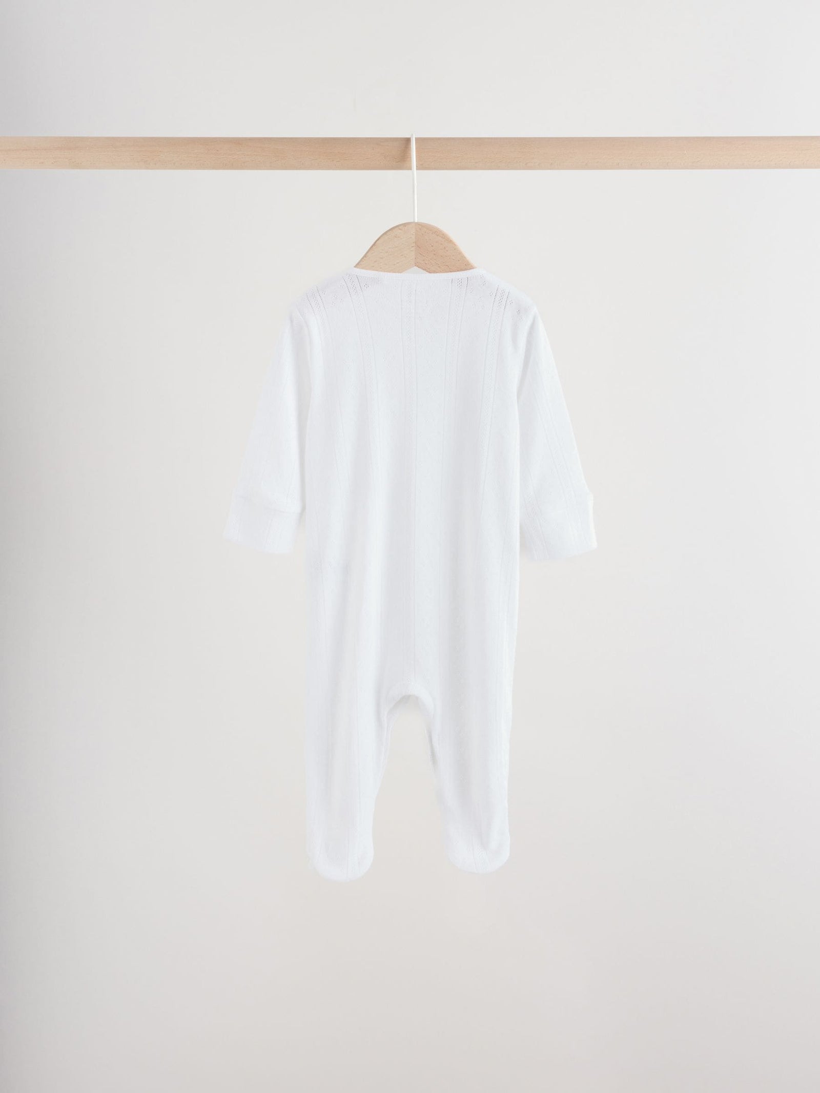 White Pointelle Baby Sleepsuits 3 Pack (0-18mths)