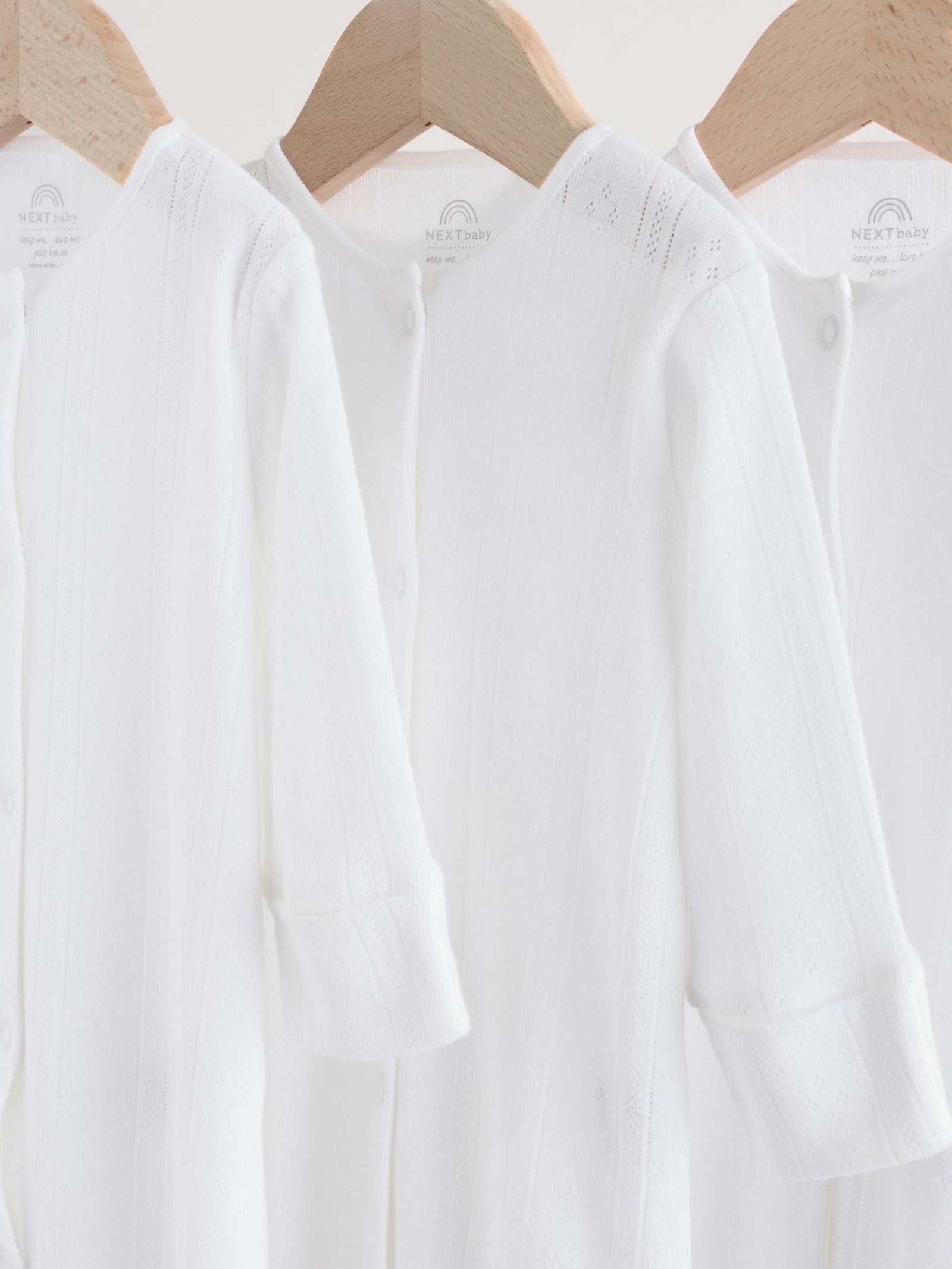White Pointelle Baby Sleepsuits 3 Pack (0-18mths)