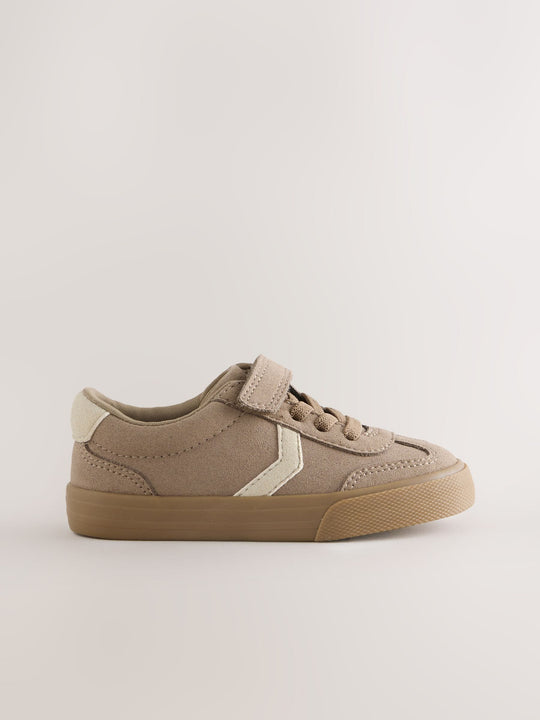 Neutral Brown Standard Fit (F) Touch Fastening Elastic Lace Trainers