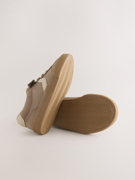 Neutral Brown Standard Fit (F) Touch Fastening Elastic Lace Trainers