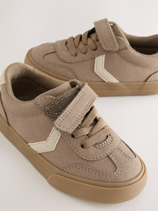 Neutral Brown Standard Fit (F) Touch Fastening Elastic Lace Trainers