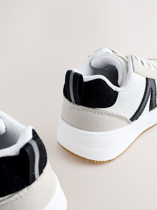 Grey/Black Wide Fit (G) Elastic Lace Trainers