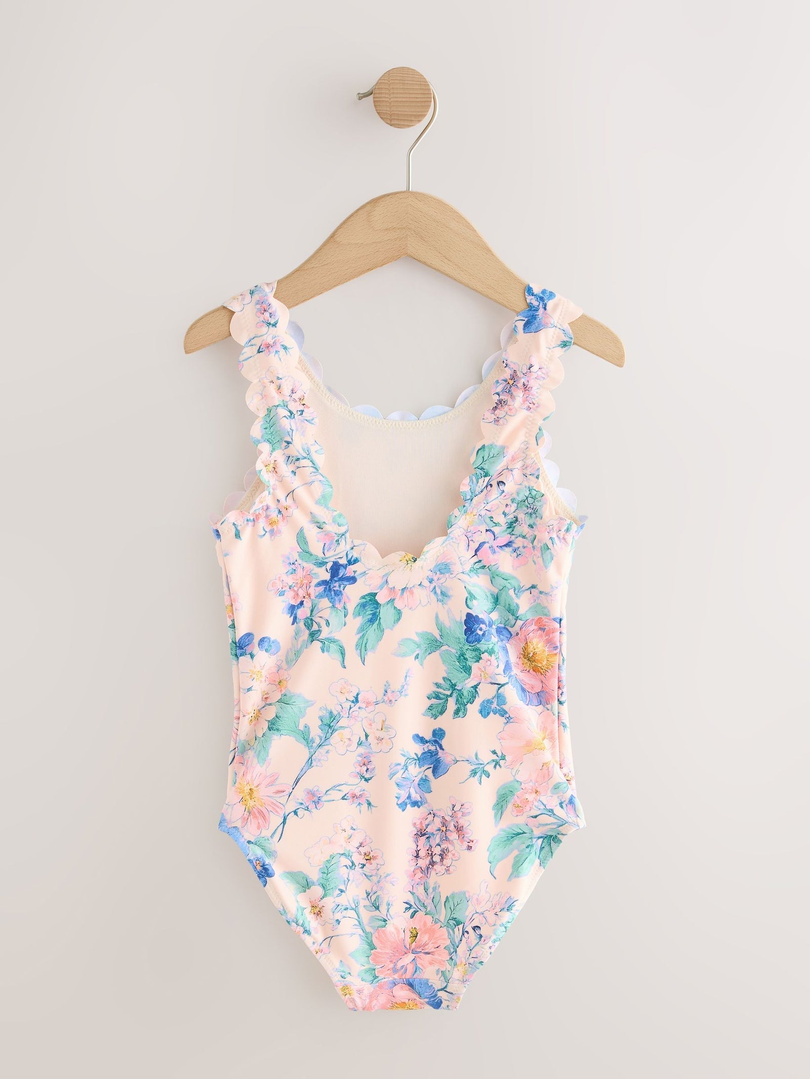 Pink Floral Scallop Edge Swimsuit (3-16yrs)