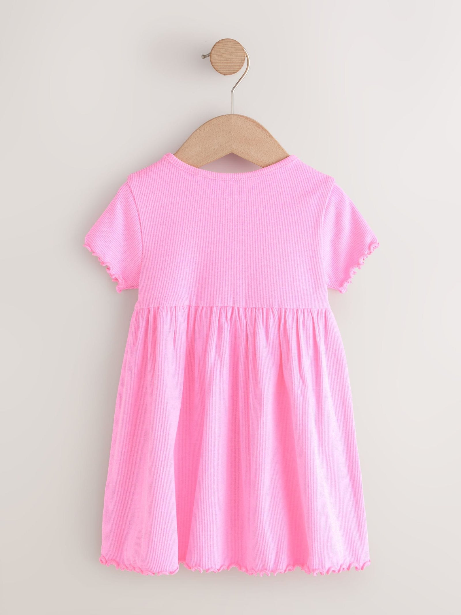 Pink Short Sleeve Ribbed Dresses 2 Pack (3mths-7yrs)