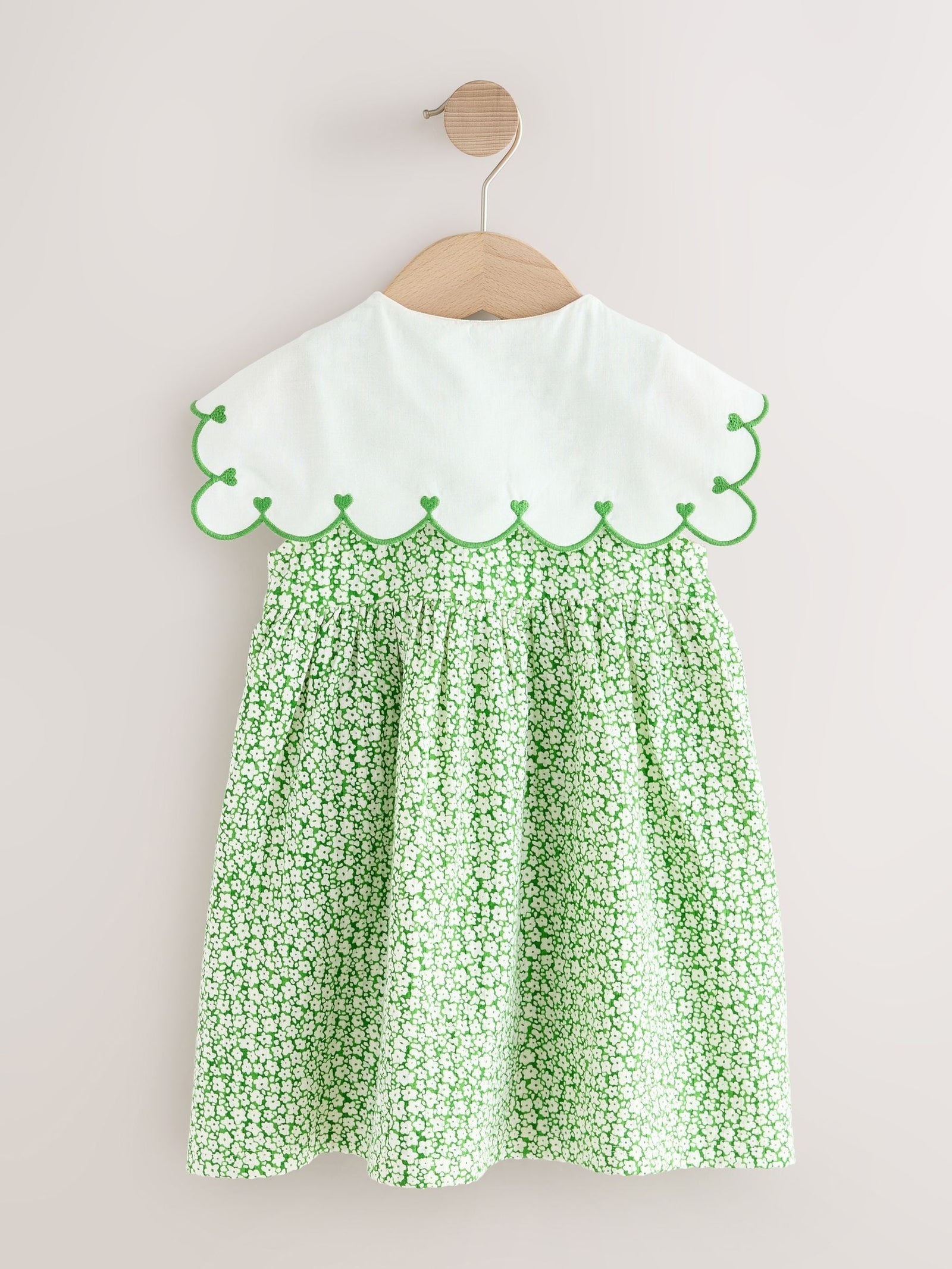 Green Ditsy Collared Summer Dress (3mths-7yrs)