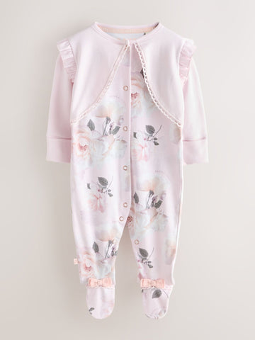 Baker by Ted Baker Pink Overlay Floral Sleepsuit immediate