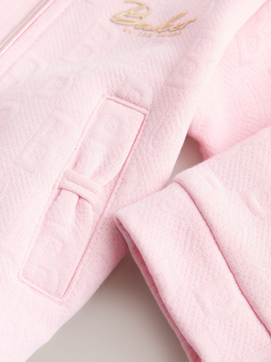 Baker by Ted Baker Pink Quilted Jacquard Jacket, T-Shirt & Joggers Set 3 Piece