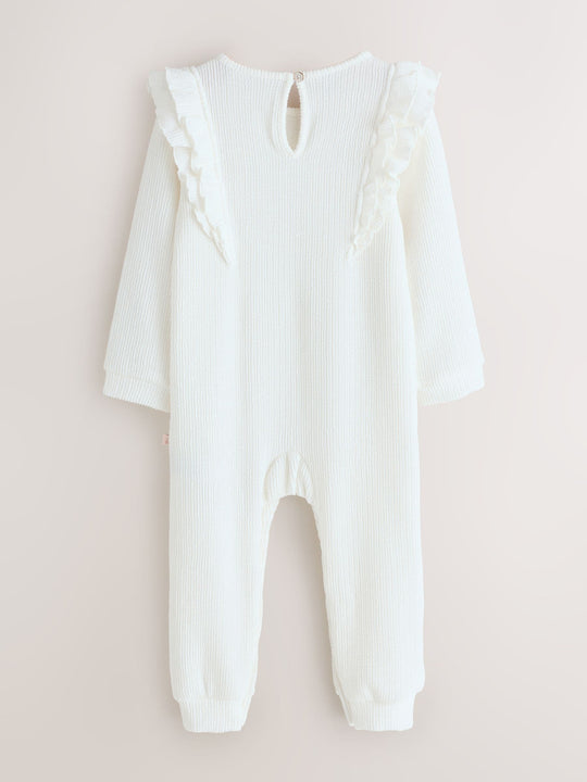 Baker by Ted Baker Textured Bow Long Sleeve Romper