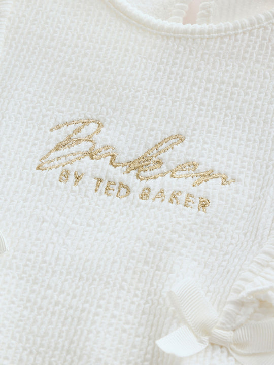 Baker by Ted Baker Textured Bow Long Sleeve Romper