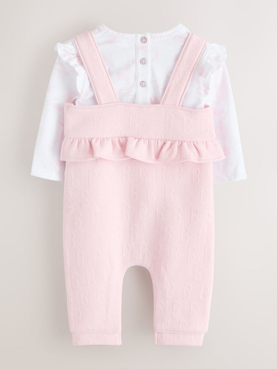 Baker by Ted Baker 2 Piece Jacquard Bow Dungaree & T-Shirt Set