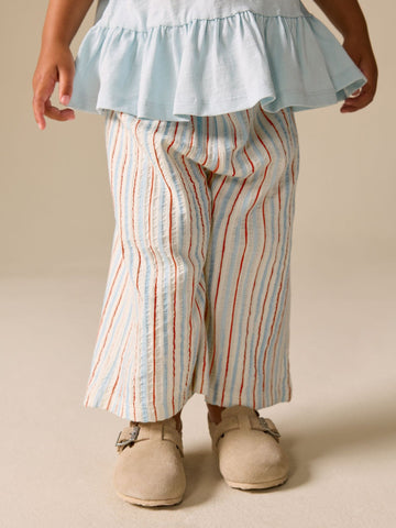 Ecru Red & Blue Stripe Wide Leg Trousers (3mths-7yrs)