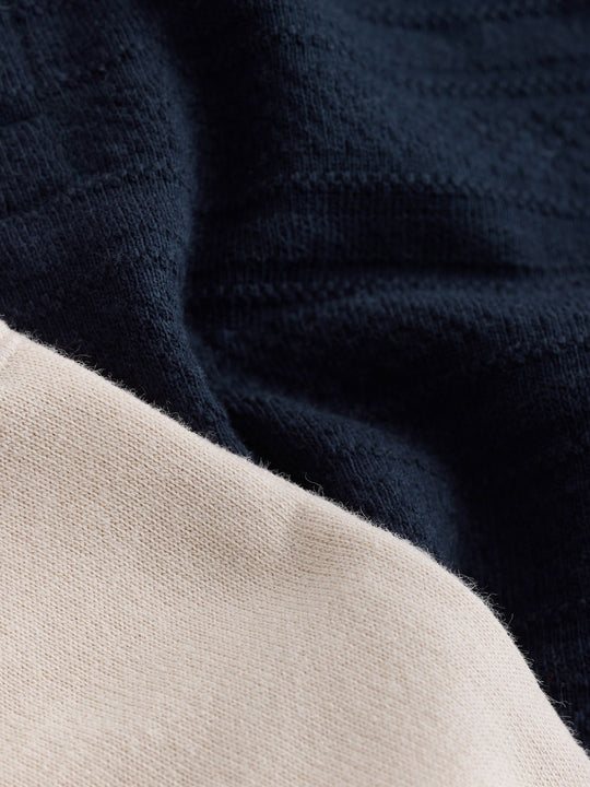 Navy Short Sleeve Textured Polo Shirt and Shorts Set (3mths-7yrs)