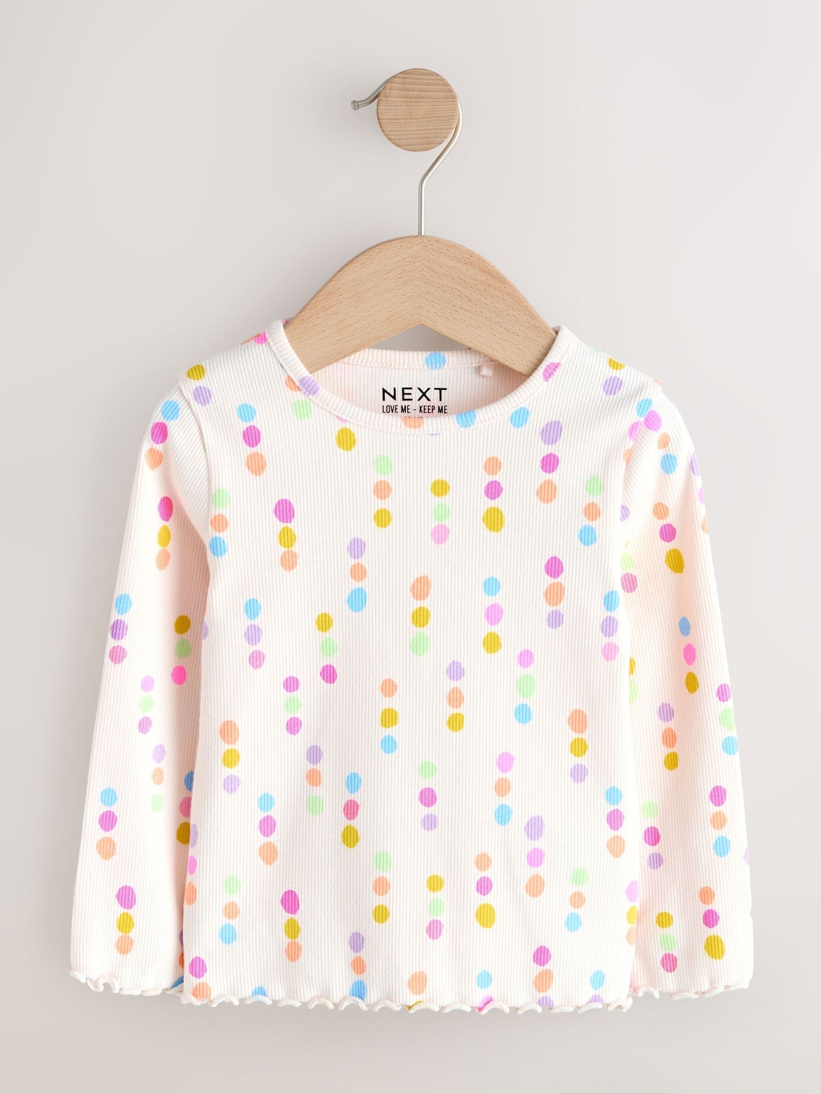 Pastel Rainbow Long Sleeve Rib Tops 5 Pack (3mths-7yrs)