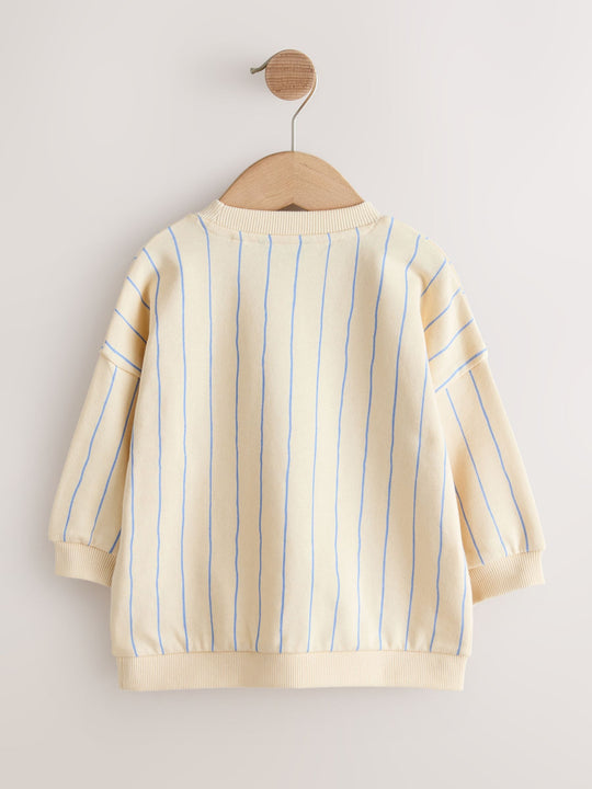Ecru Elephant Striped All-Over Print Crew Neck Sweatshirt (3mths-7yrs)