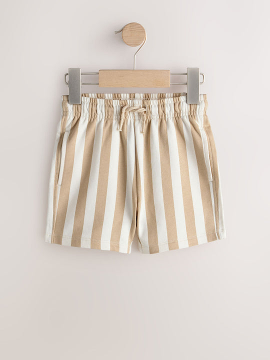 Cement/Ecru Stripe Jersey Shorts (3mths-7yrs)