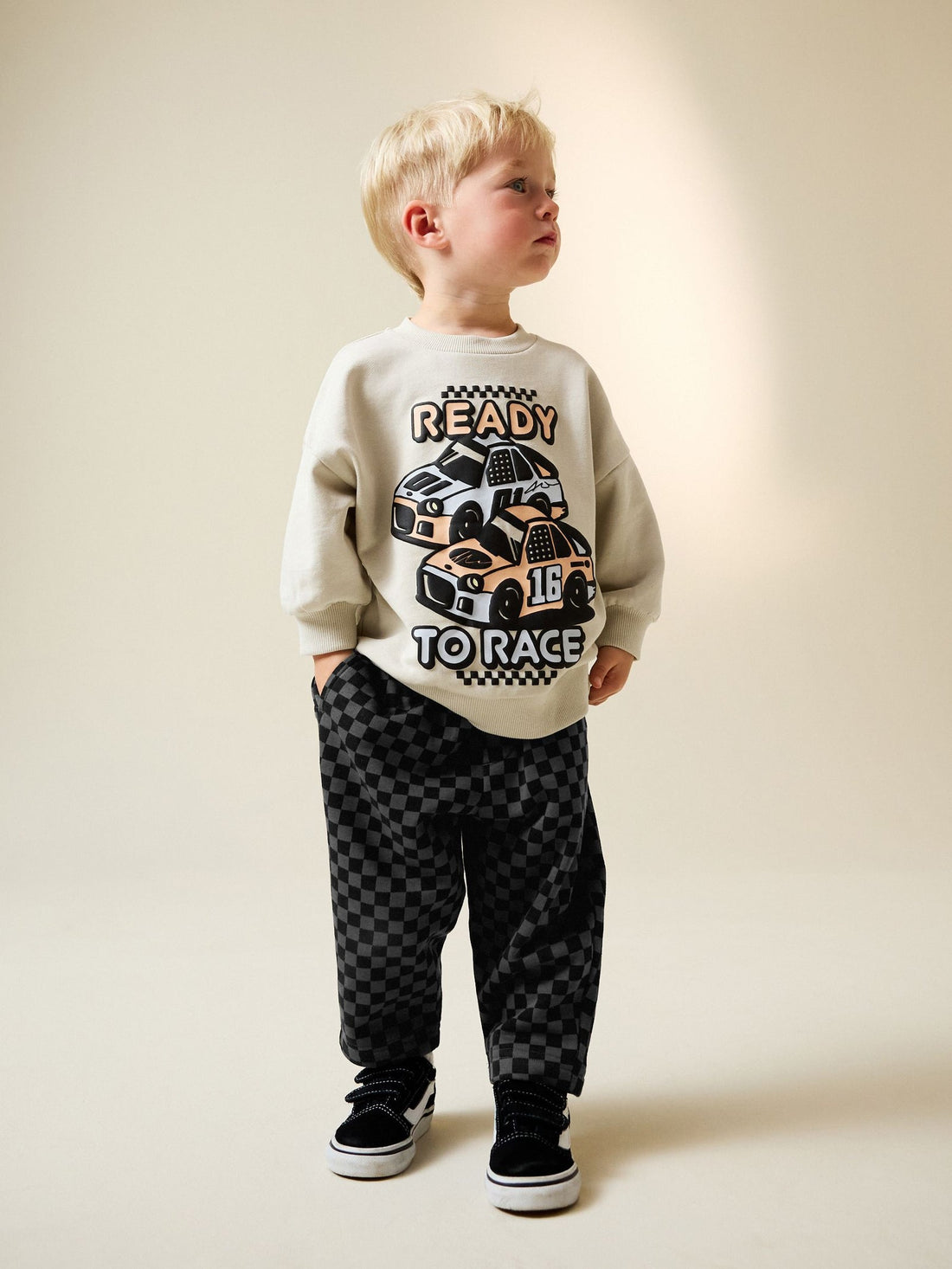 Ecru Car Crew Neck Sweatshirt and Jogger Set (3mths-7yrs) (3mths-7yrs)