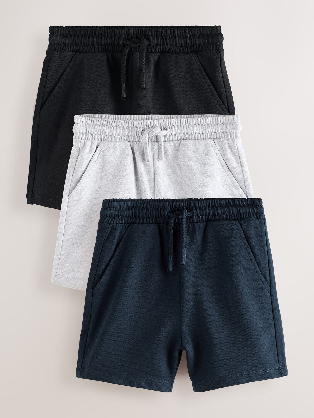 Black/Grey/Navy Blue Printed Shorts Pack (3mths-7yrs)