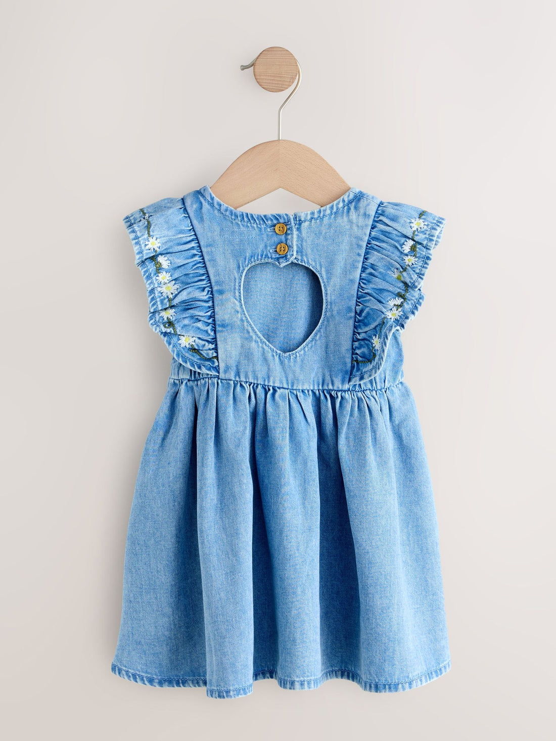 Mid Blue Denim Frill Sleeve Dress (3mths-8yrs)