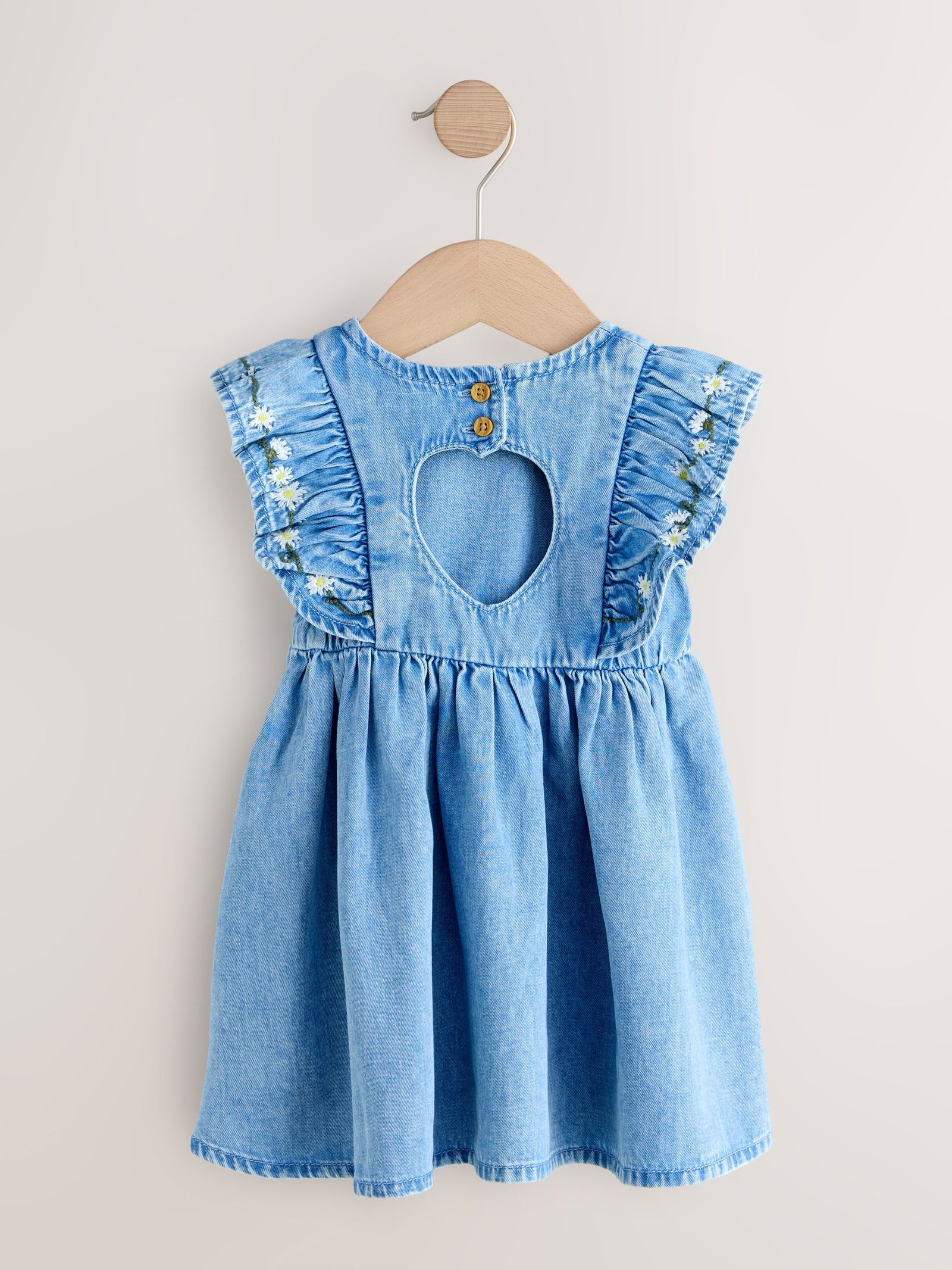 Mid Blue Denim Frill Sleeve Dress (3mths-8yrs)