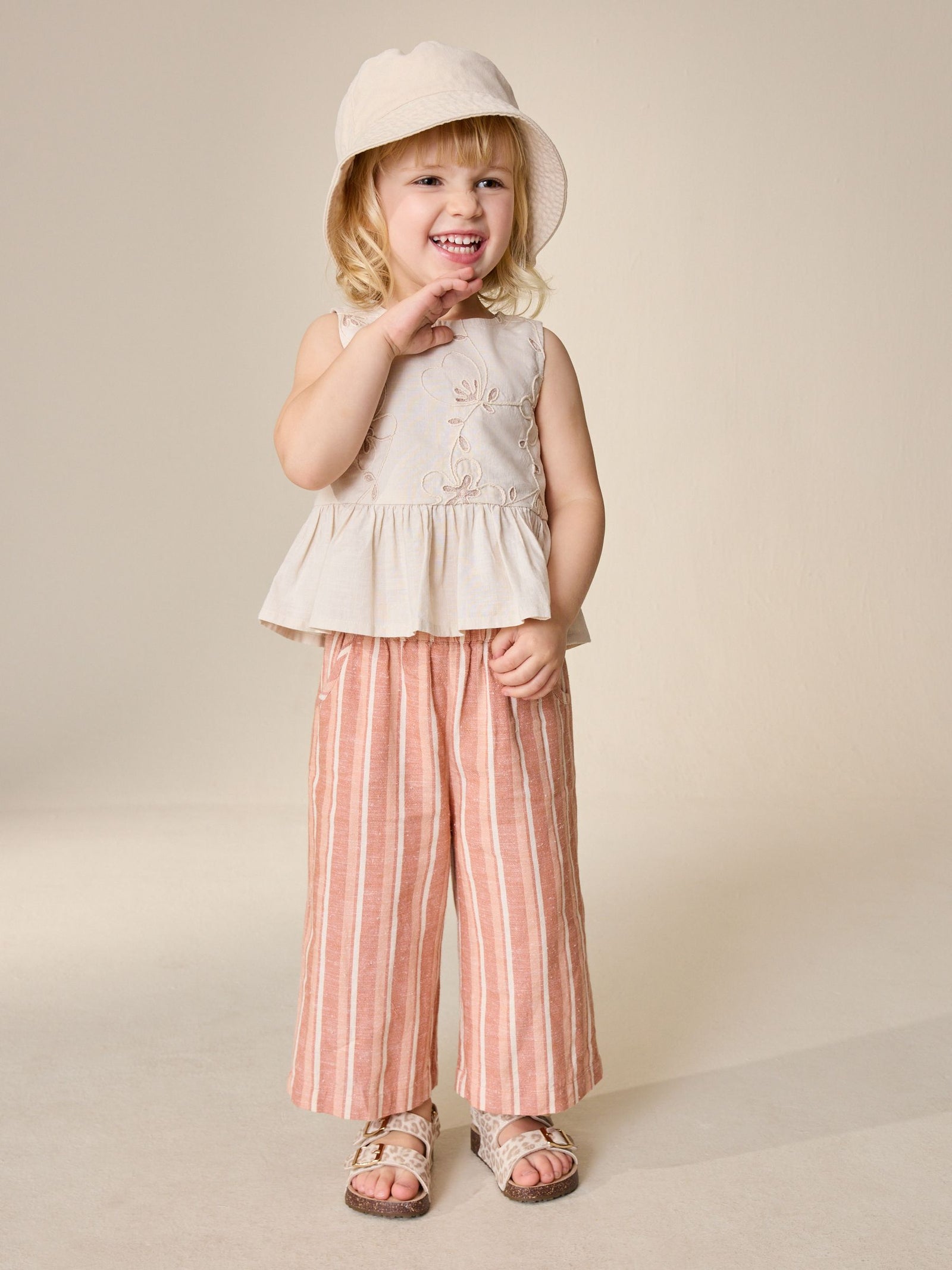 Neutral Embroidered Blouse And Trousers Co-ord Set (3mths-8yrs)