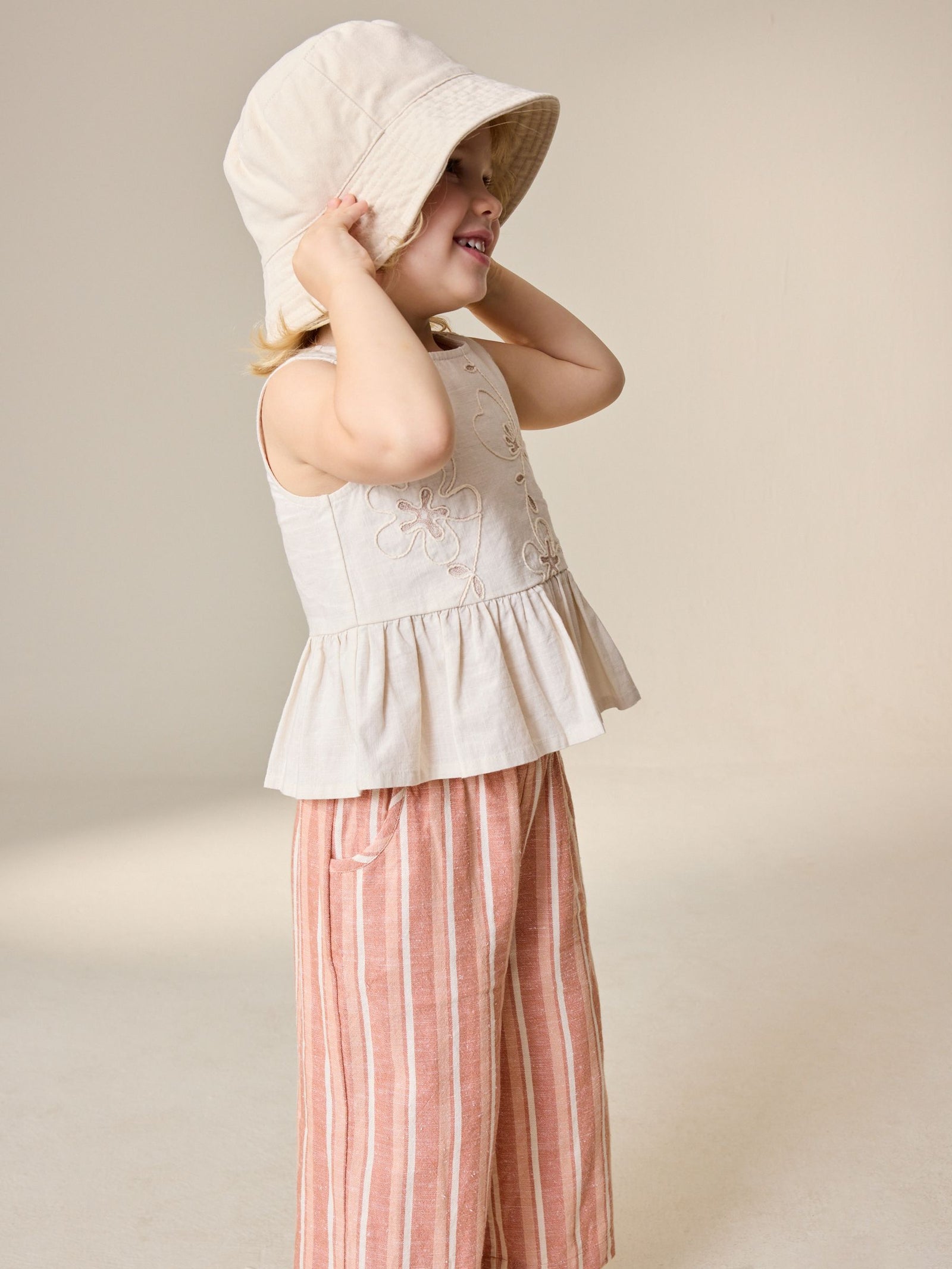 Neutral Embroidered Blouse And Trousers Co-ord Set (3mths-8yrs)