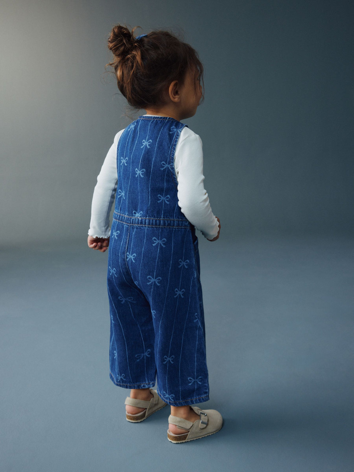 Bow Print Sleeveless Denim Jumpsuit (3mths-8yrs)