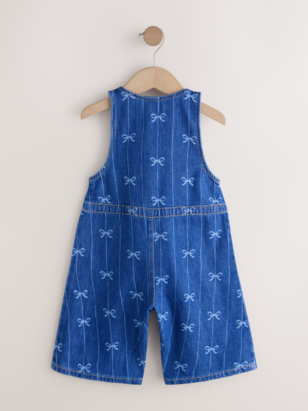 Bow Print Sleeveless Denim Jumpsuit (3mths-8yrs)
