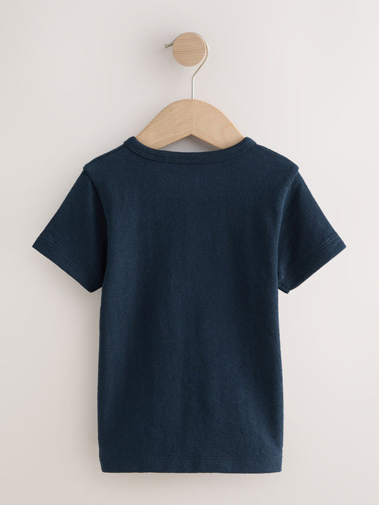 Navy/Blue/Stone Short Sleeve Henley Neck T-Shirts 3 Pack (3mths-7yrs)