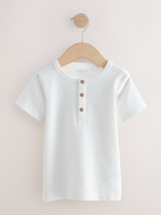 Navy/Blue/Stone Short Sleeve Henley Neck T-Shirts 3 Pack (3mths-7yrs)
