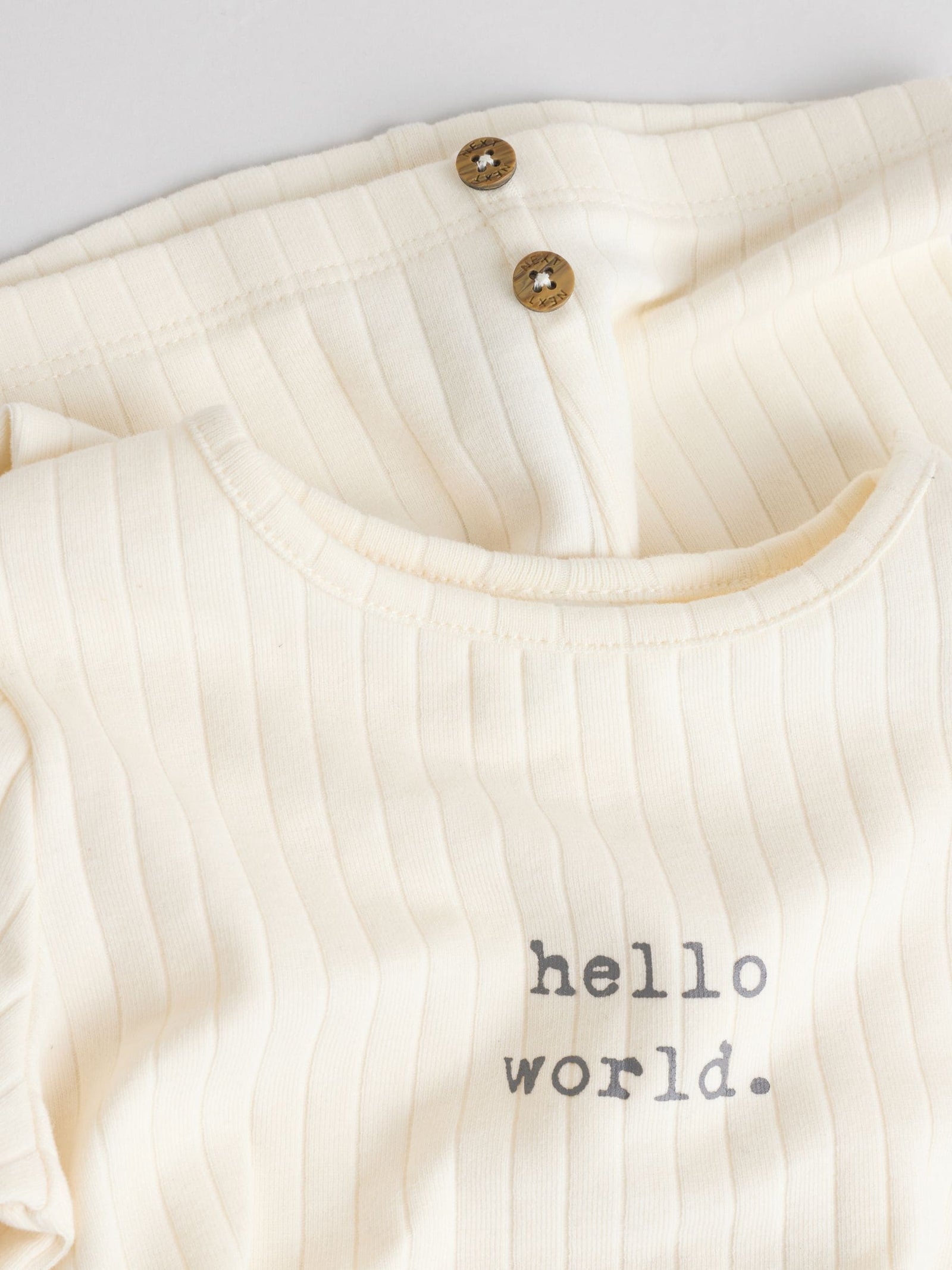 Cream Hello World Top and Leggings Baby Set (0-18mths)