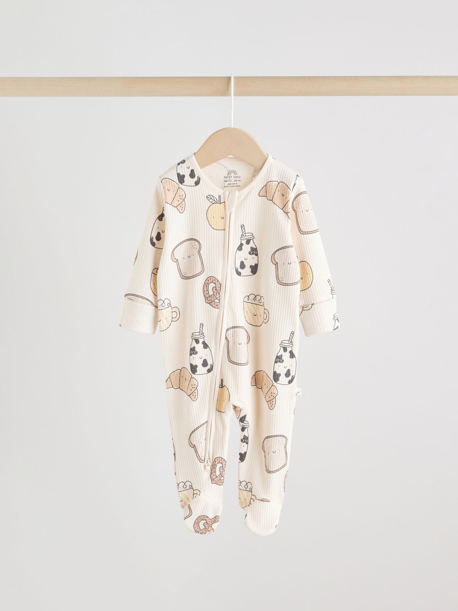 Neutral Two Way Zip Baby Sleepsuit 3 Pack (0-2yrs)