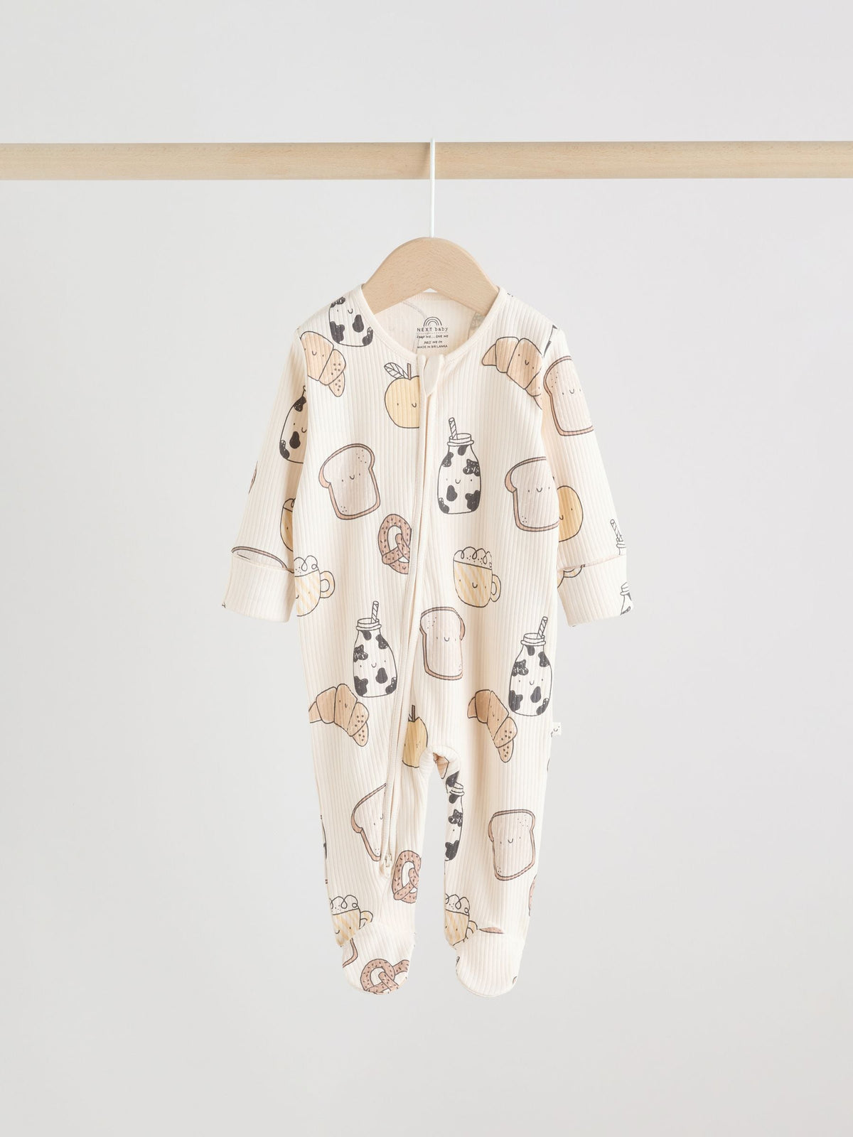 Neutral Brunch Two Way Zip Sleepsuits 3 Pack (0-2yrs)