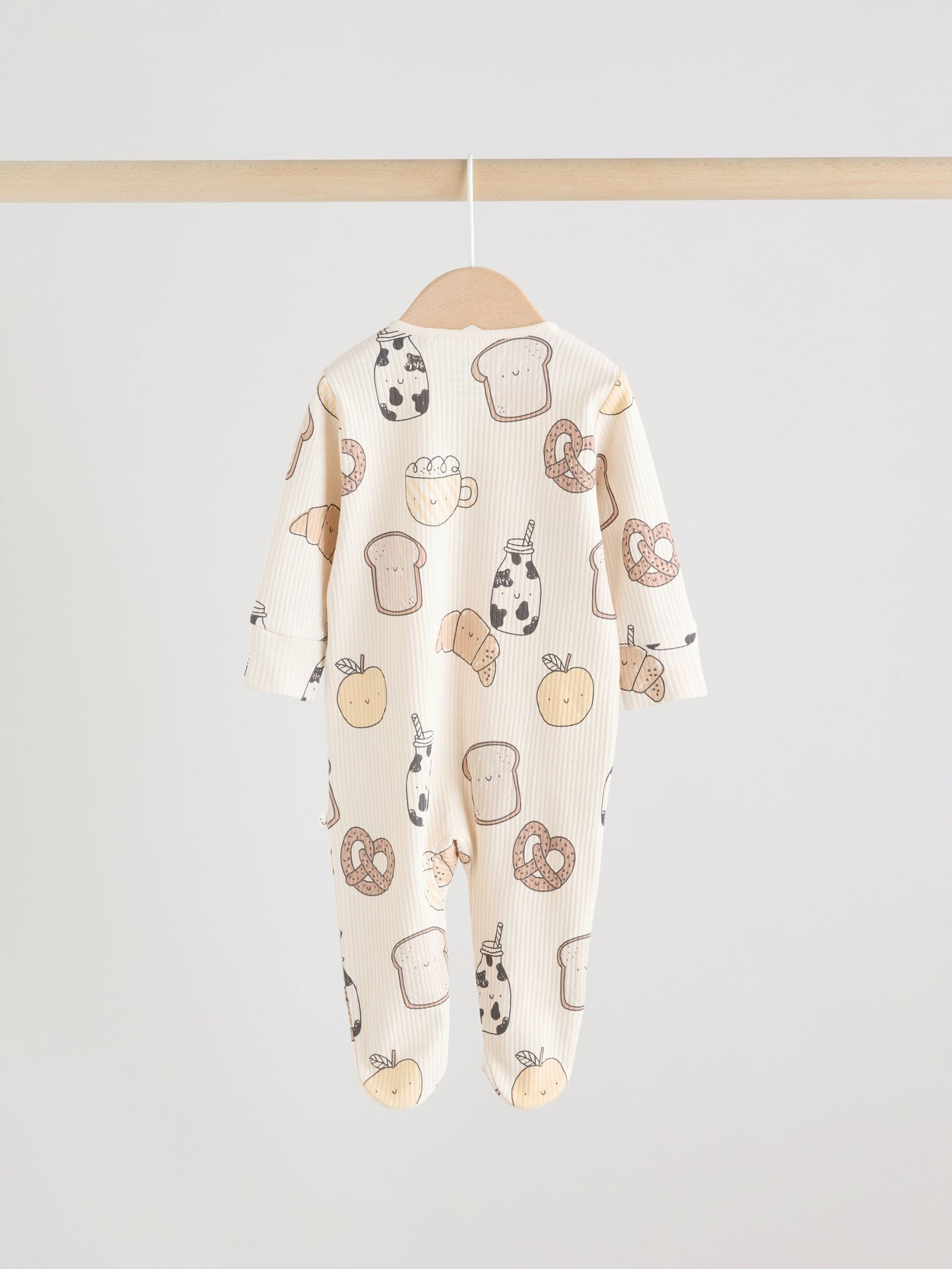 Neutral Two Way Zip Baby Sleepsuit 3 Pack (0-2yrs)