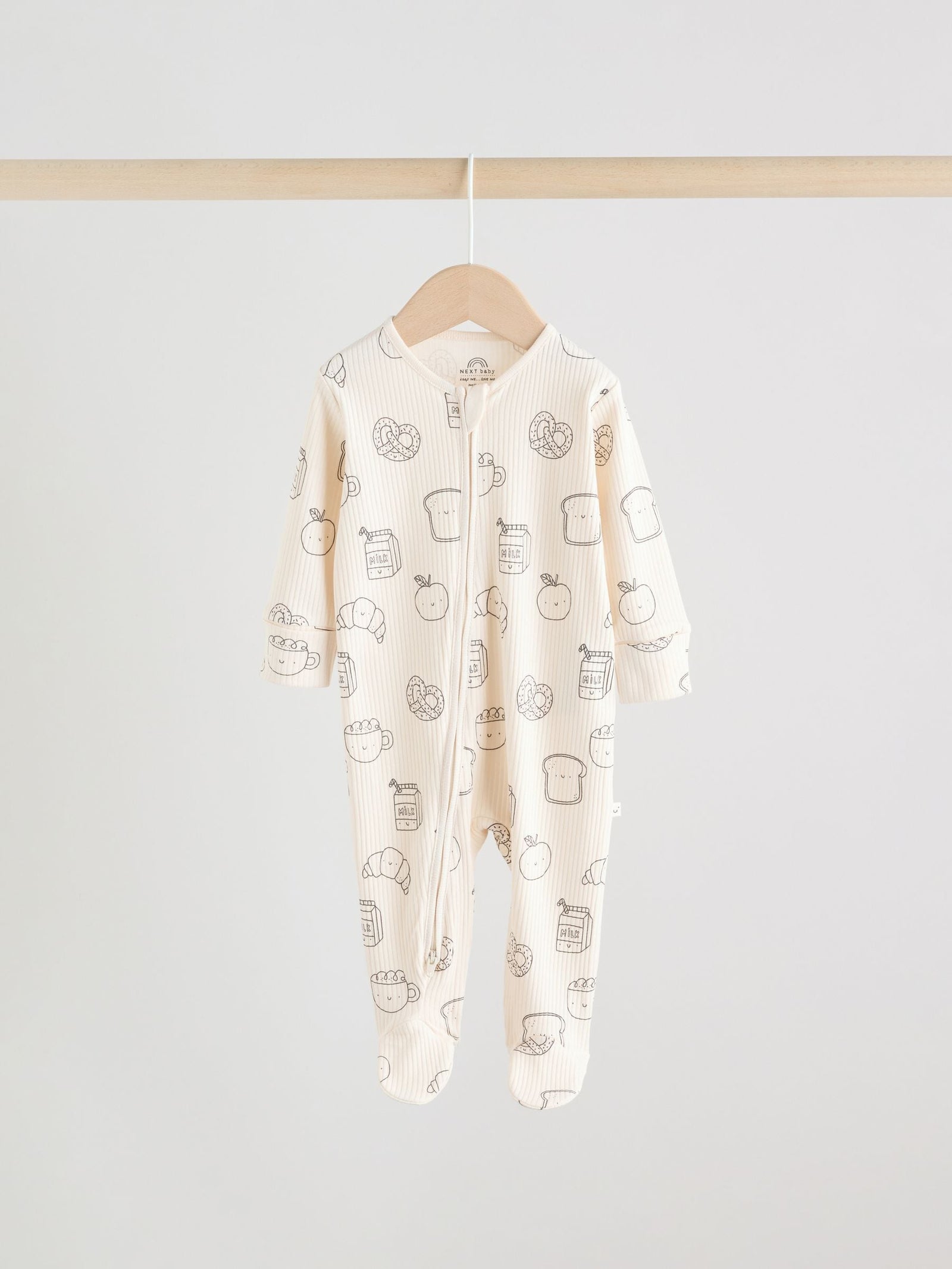 Neutral Two Way Zip Baby Sleepsuit 3 Pack (0-2yrs)