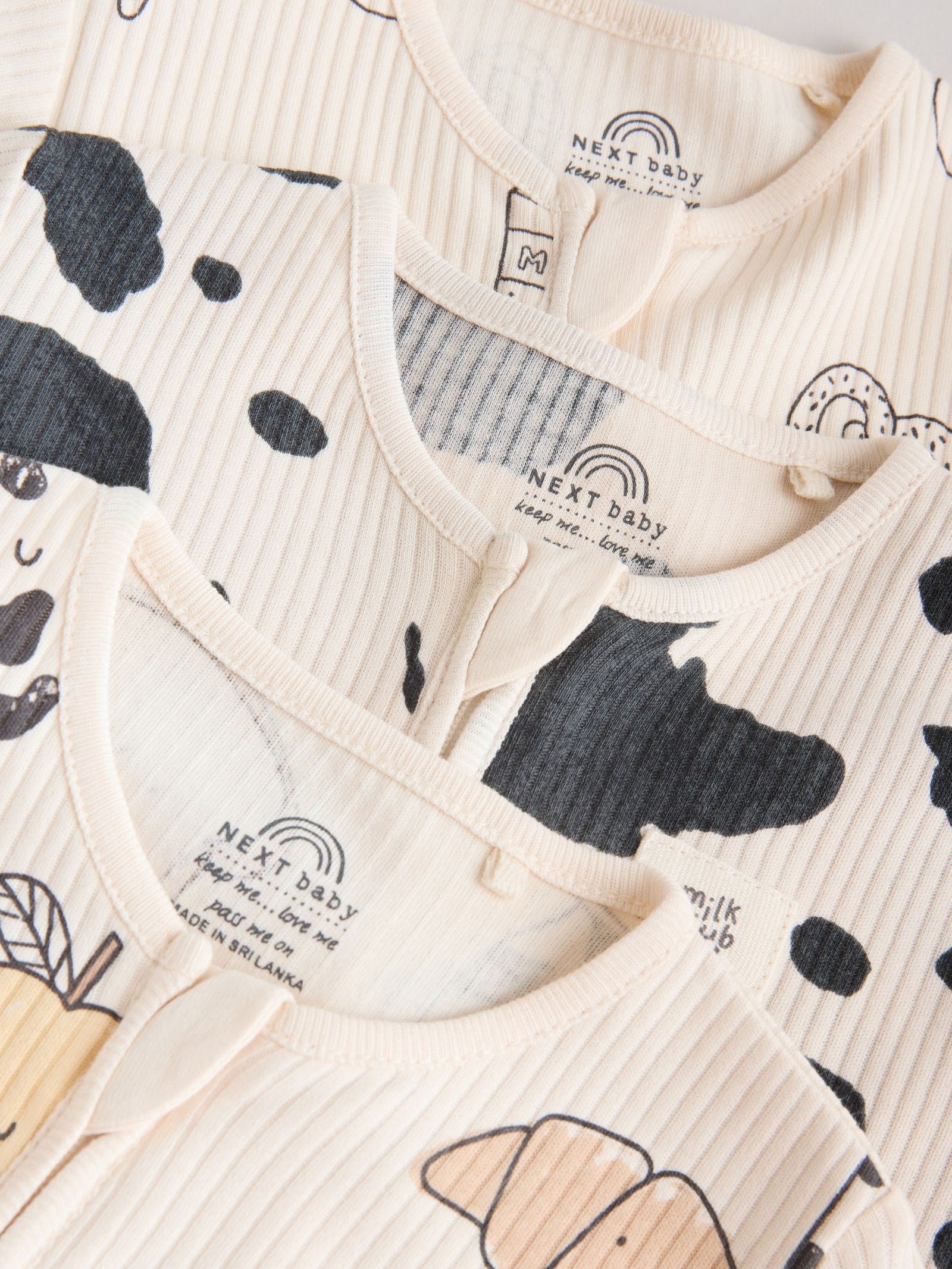 Neutral Two Way Zip Baby Sleepsuit 3 Pack (0-2yrs)