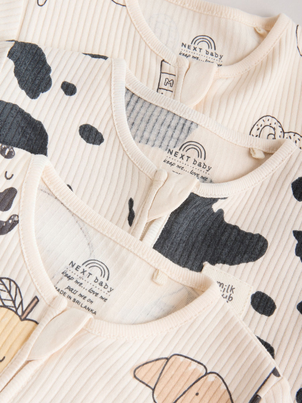 Neutral Brunch Two Way Zip Sleepsuits 3 Pack (0-2yrs)