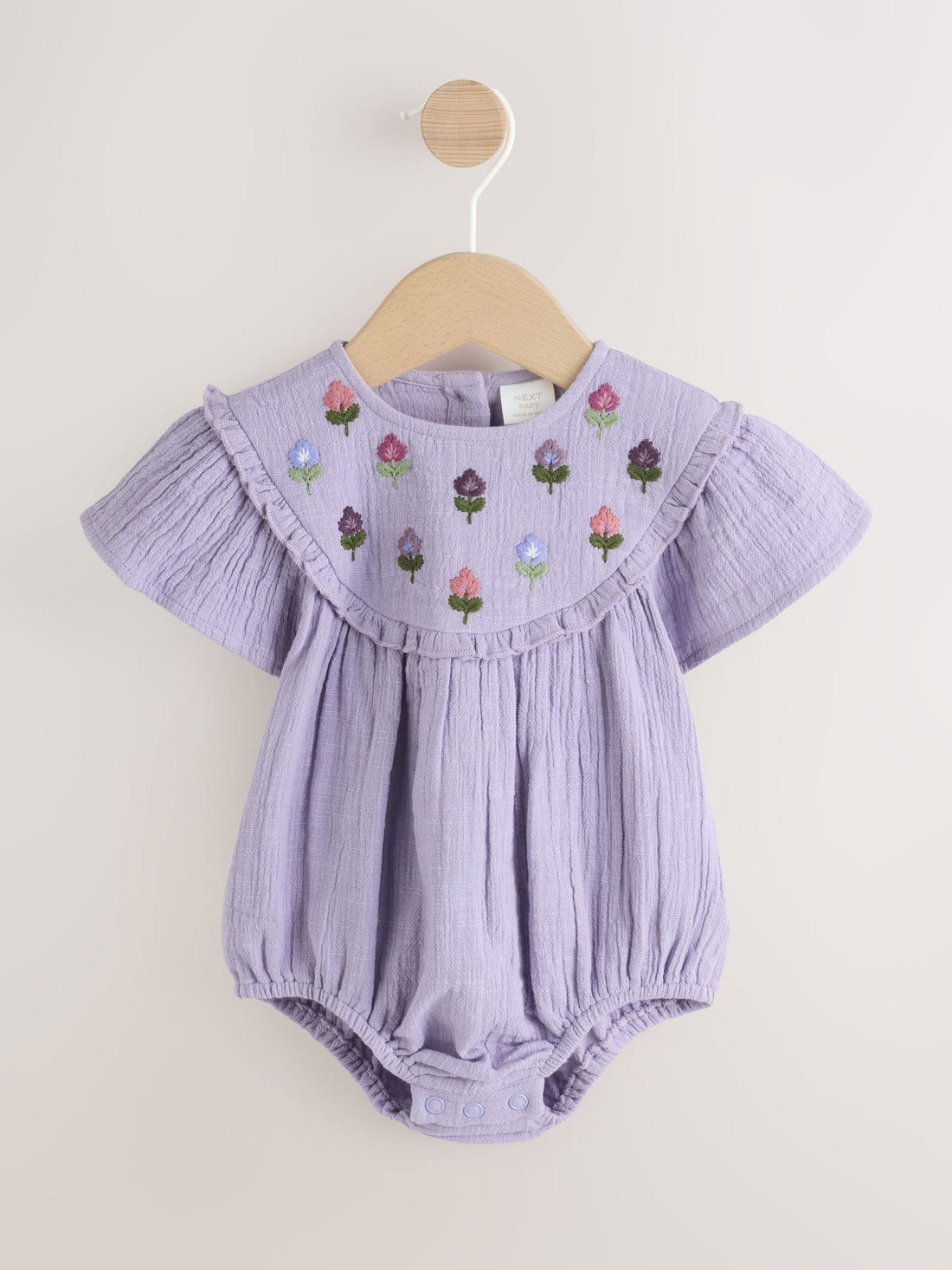 Purple Embroidered Baby Bloomer Romper (0mths-2yrs)