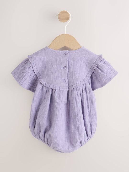 Purple Embroidered Baby Bloomer Romper (0mths-2yrs)