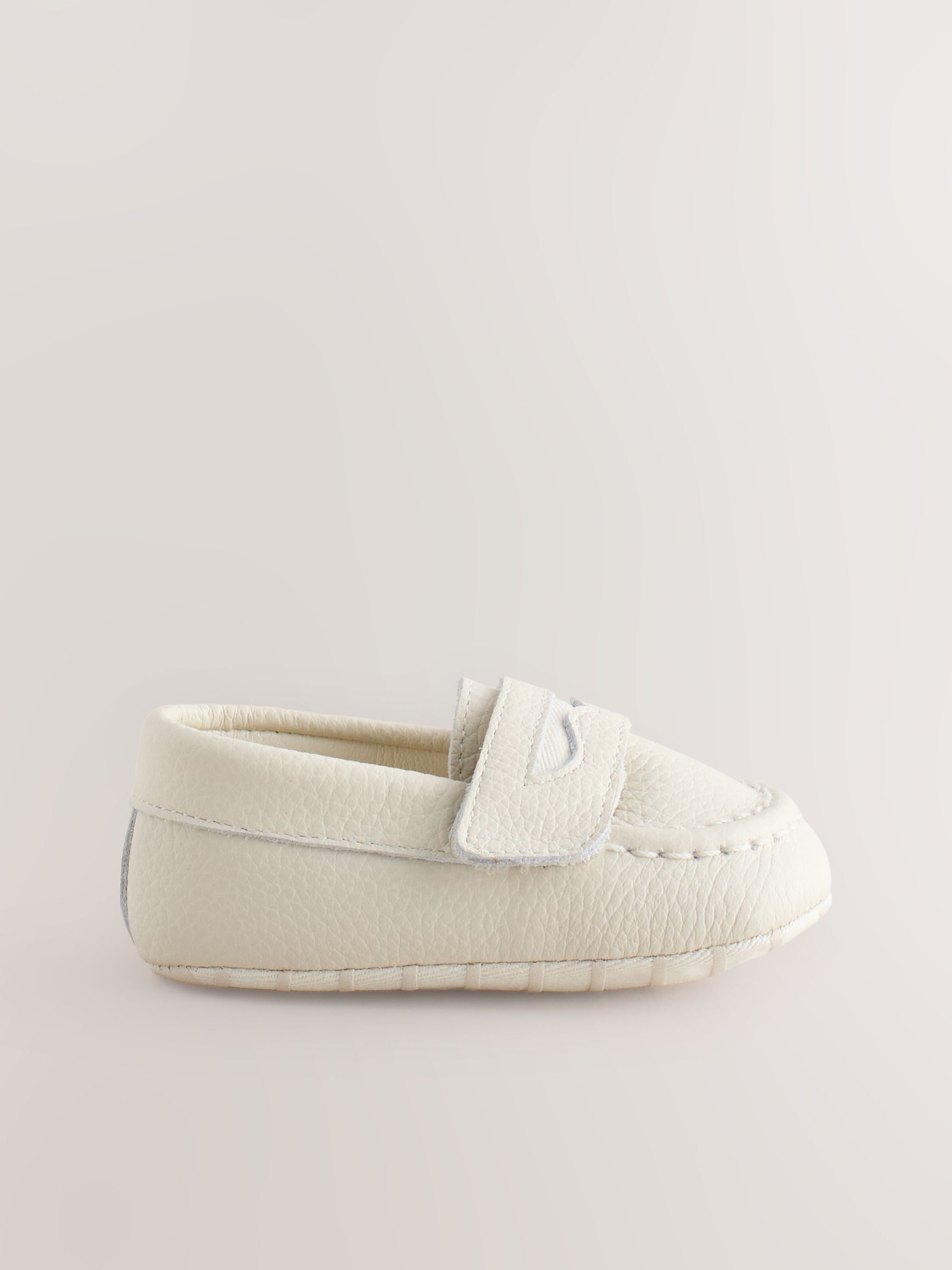 White Touch Fastening Baby Loafers (0-2mths)
