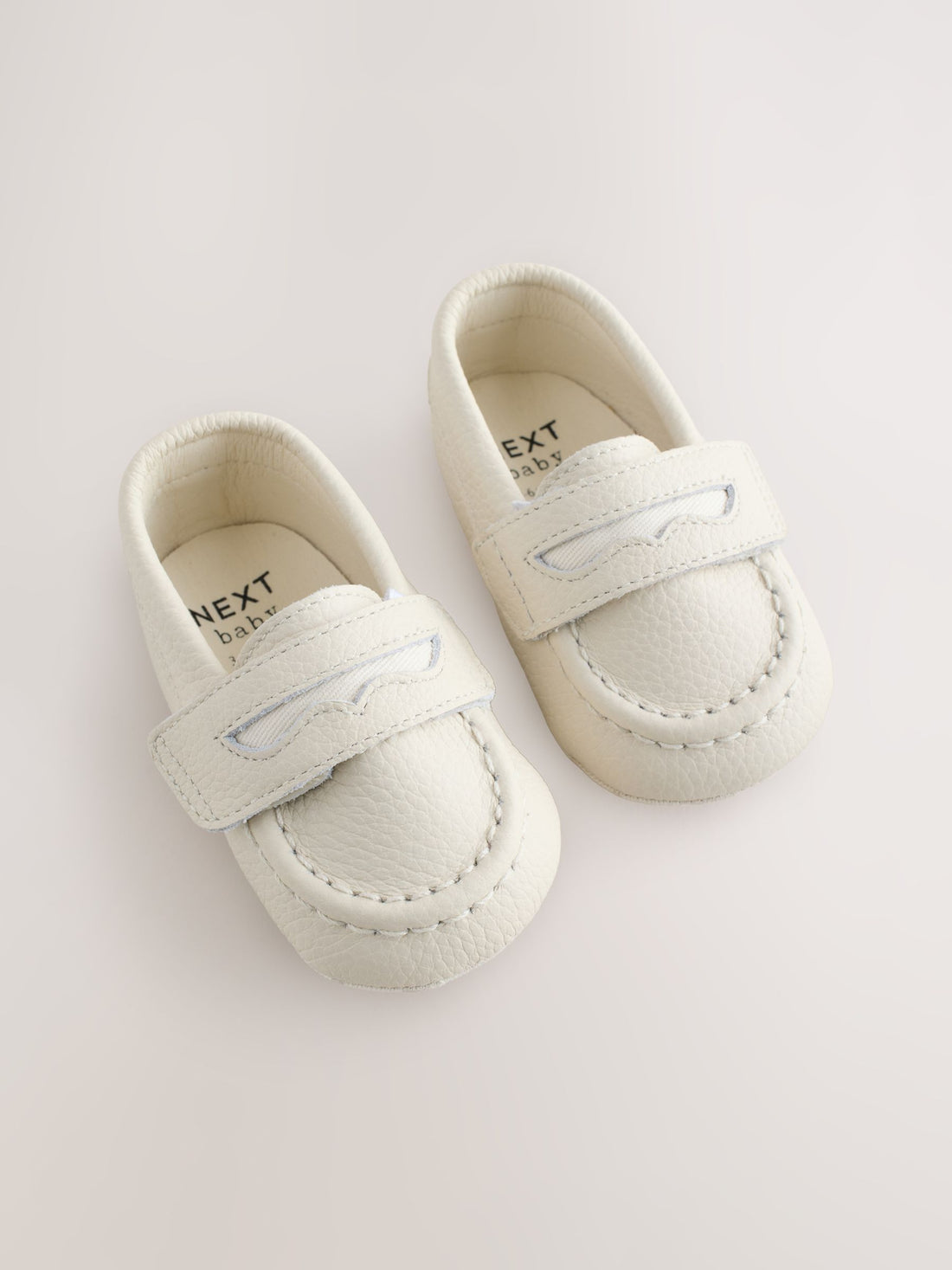 White Touch Fastening Baby Loafers (0-2mths)