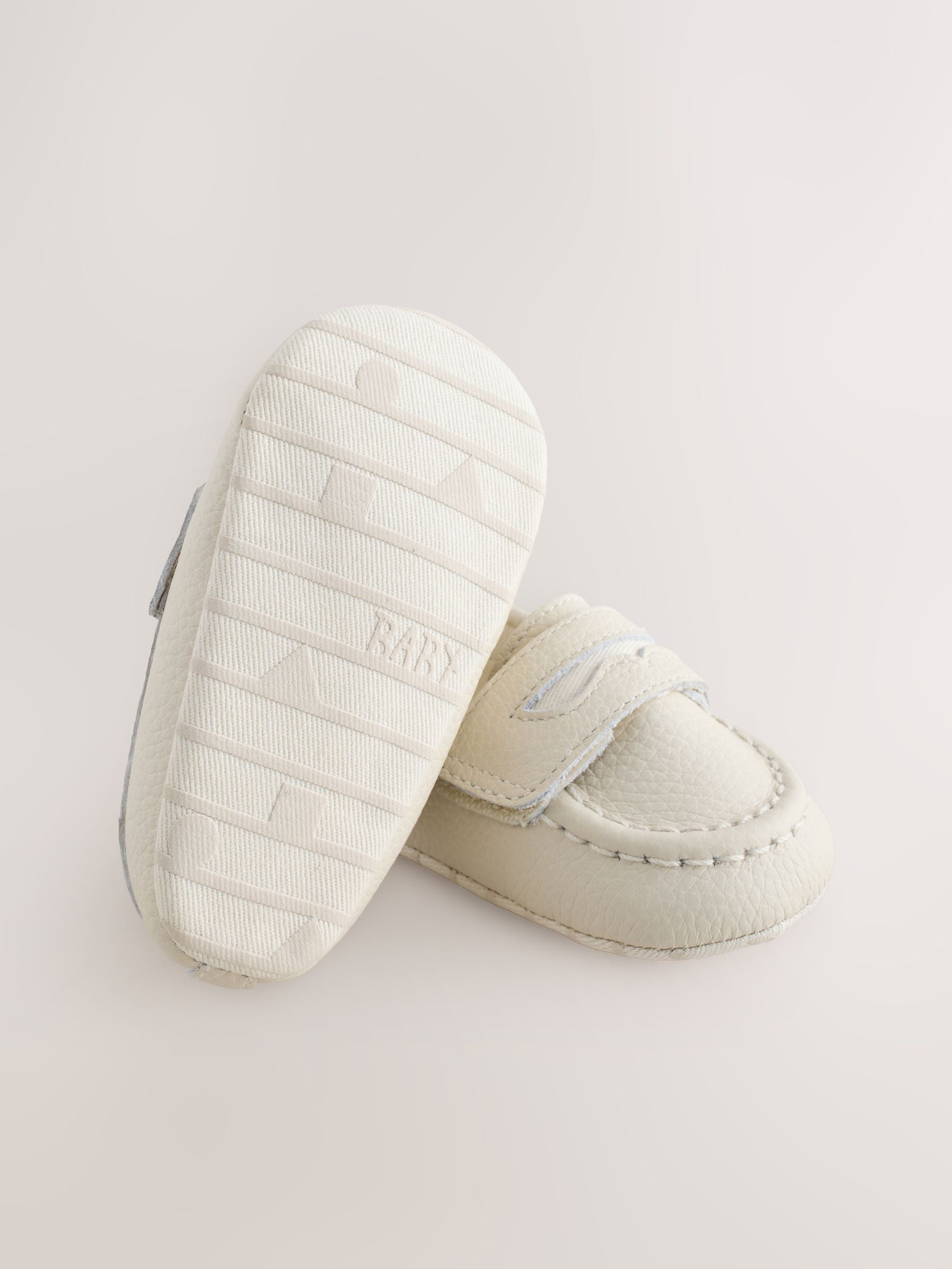 White Touch Fastening Baby Loafers (0-2mths)