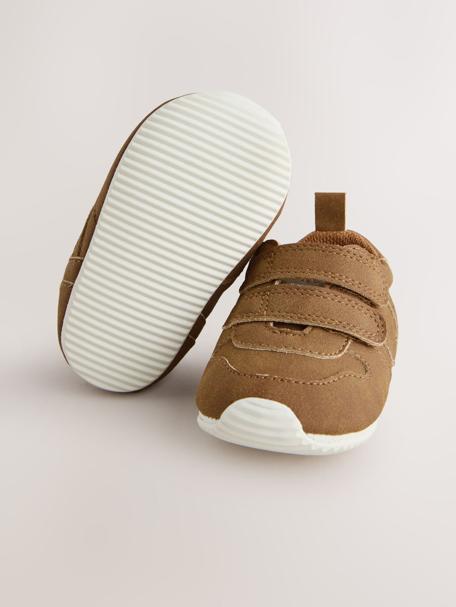 Tan Brown Baby Touch Fastening Trainers (0-2mths)