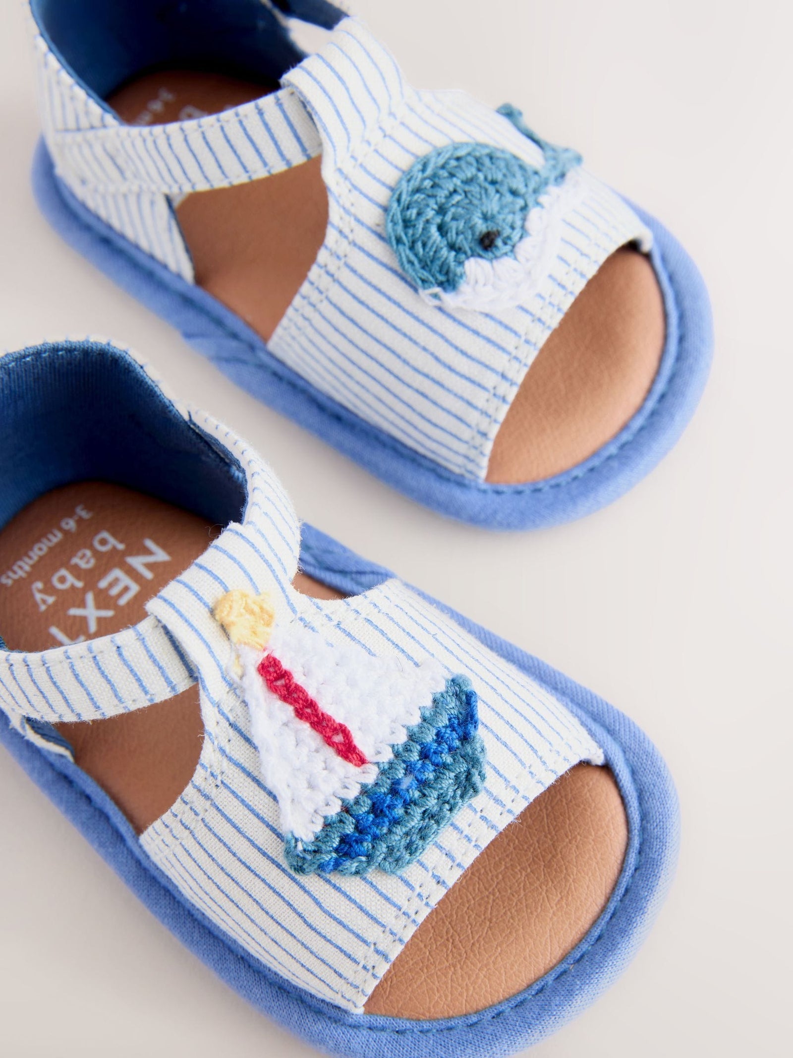 Navy Nautical Touch Fastening Baby Sandals (0-2mths)