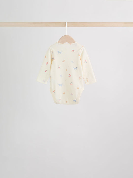 Multi Pastel Character 5 Pack Long Sleeve Baby Bodysuits