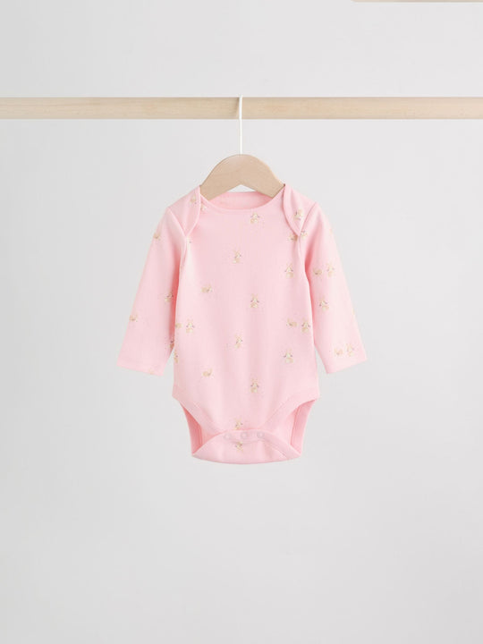 Multi Pastel Character 5 Pack Long Sleeve Baby Bodysuits