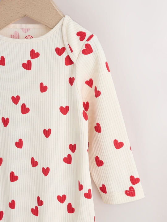 Red Heart Valentines Long Sleeve Baby Bodysuit