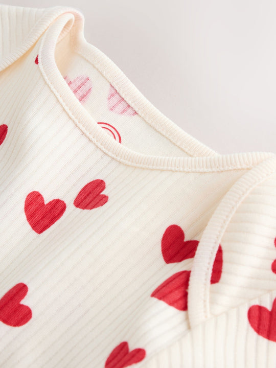 Red Heart Valentines Long Sleeve Baby Bodysuit