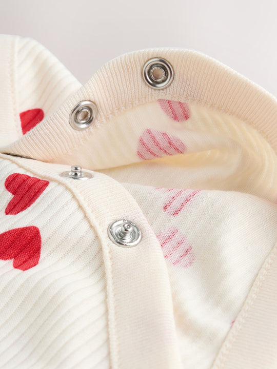 Red Heart Valentines Long Sleeve Baby Bodysuit